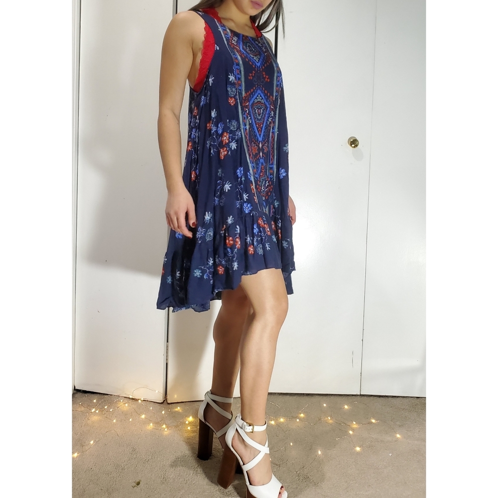 Navy Bohemian Floral Dress